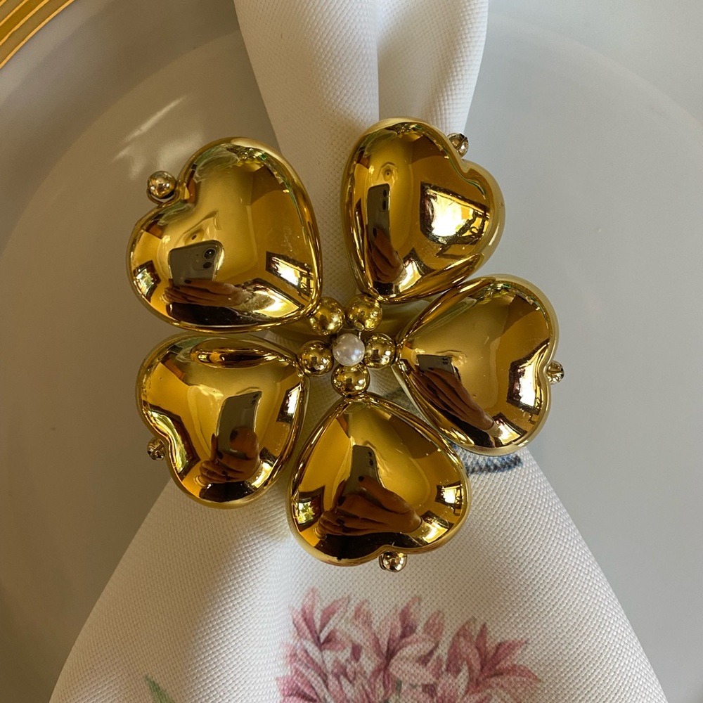 ❤️ Set of 6 unique handmade heart shaped beaded napkin holders napkin rings - Picture 8 of 8